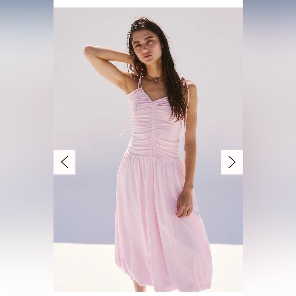 Free People Light Pink Ruched Maxi Dress